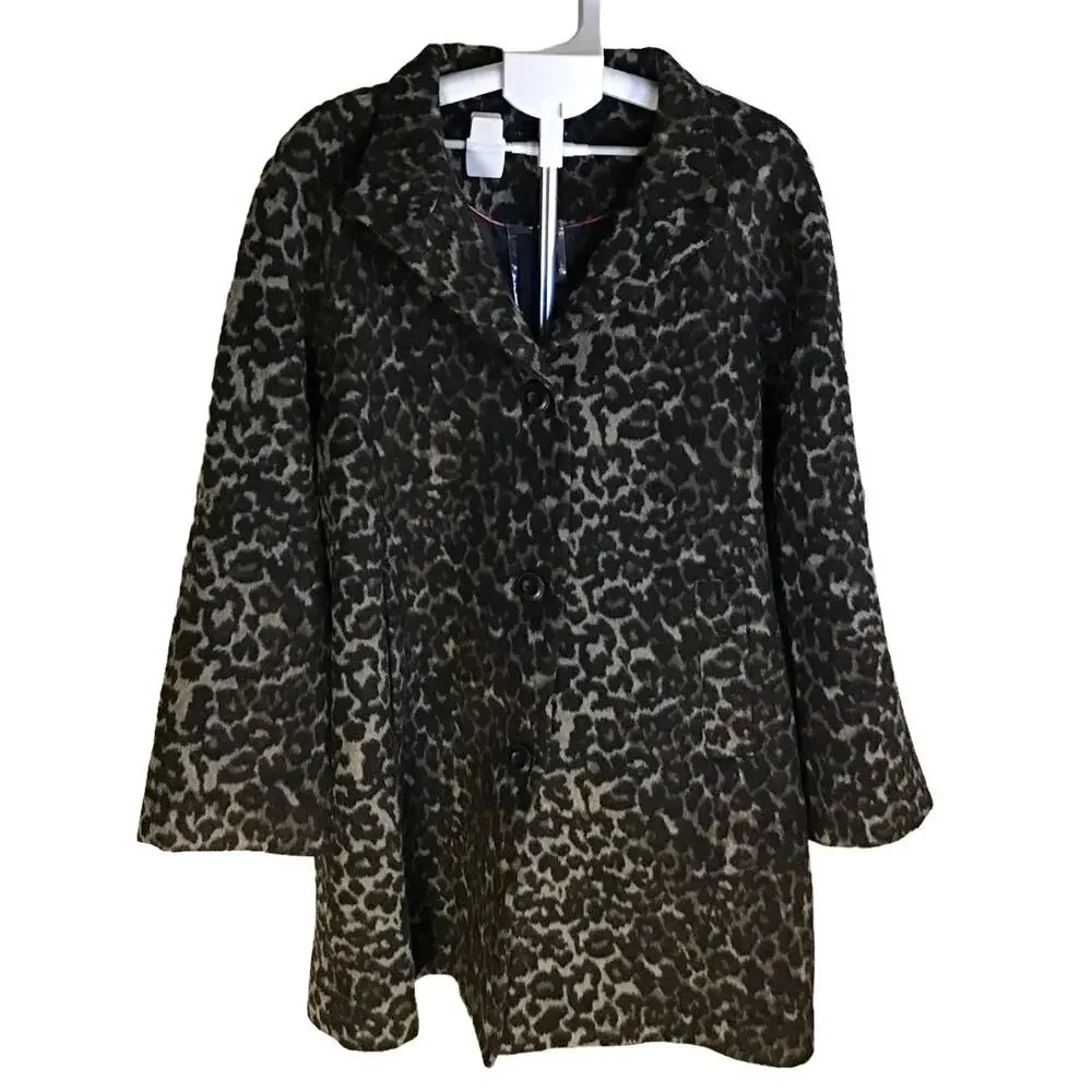 Investments Leopard Print Wool Blend Coat Women’s Size 16W NWT